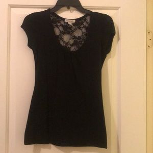 Black blouse with lace accent